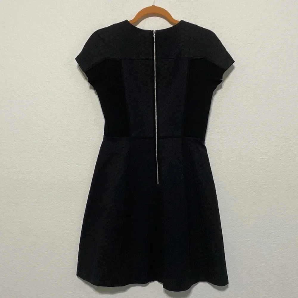 Rebecca Taylor Short Sleeve Snake Jacquard Fit and Flare Knit Dress Size 4